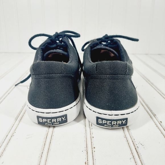 Sperry Top Sider Black Canvas Lace Up Sneakers K777 - Picture 3 of 9